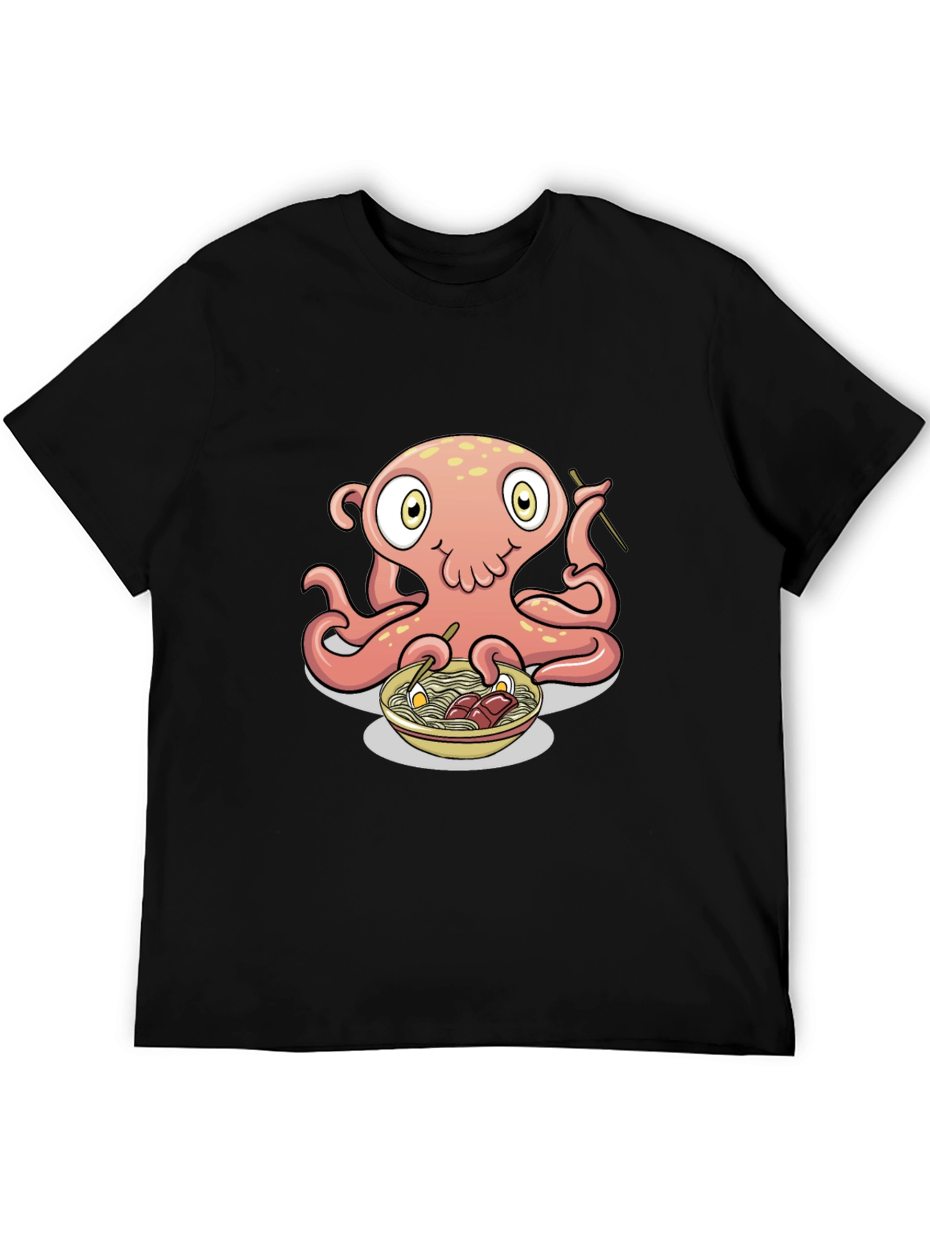 Octopus Ramen Graphic Tee - Black Cotton T-Shirt
