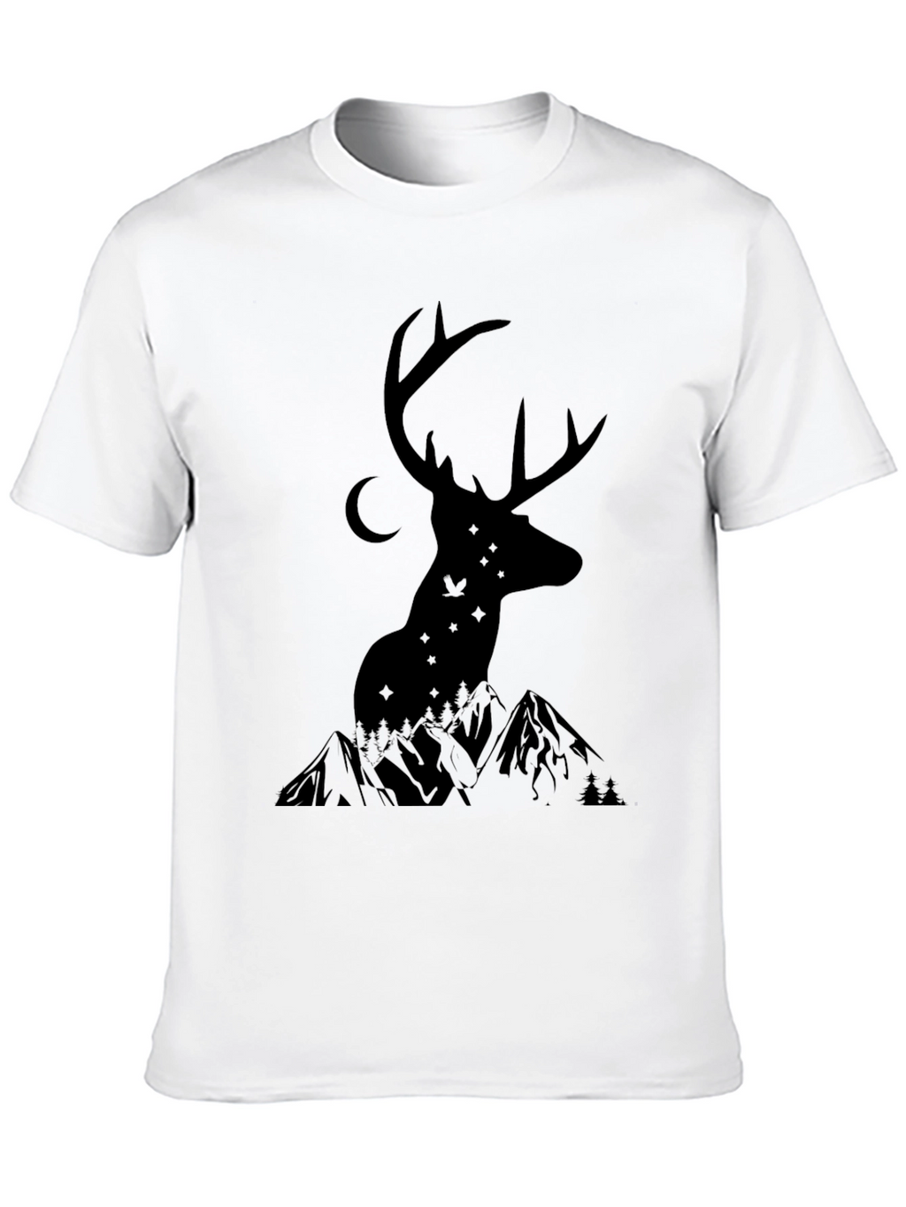 Mens Black Deer & Mountain Graphic Tee