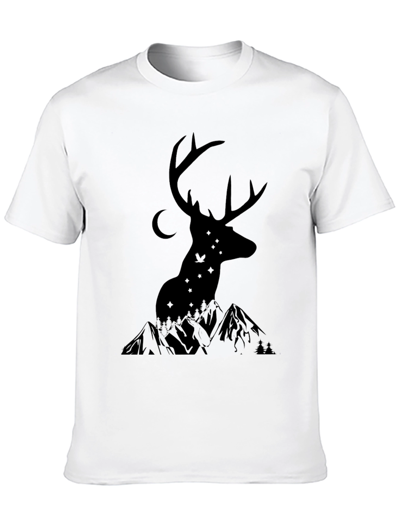 Mens Black Deer & Mountain Graphic Tee