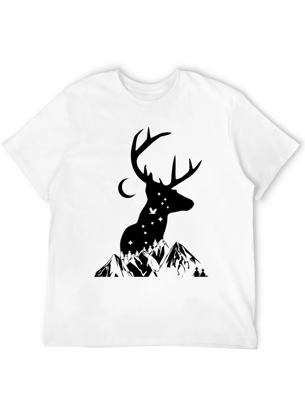 Mens Black Deer & Mountain Graphic Tee