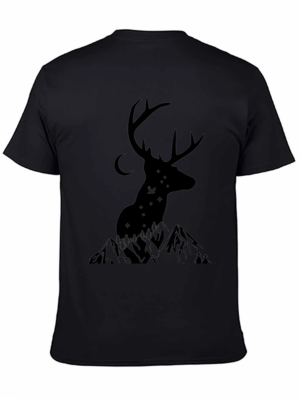 Mens Black Deer & Mountain Graphic Tee