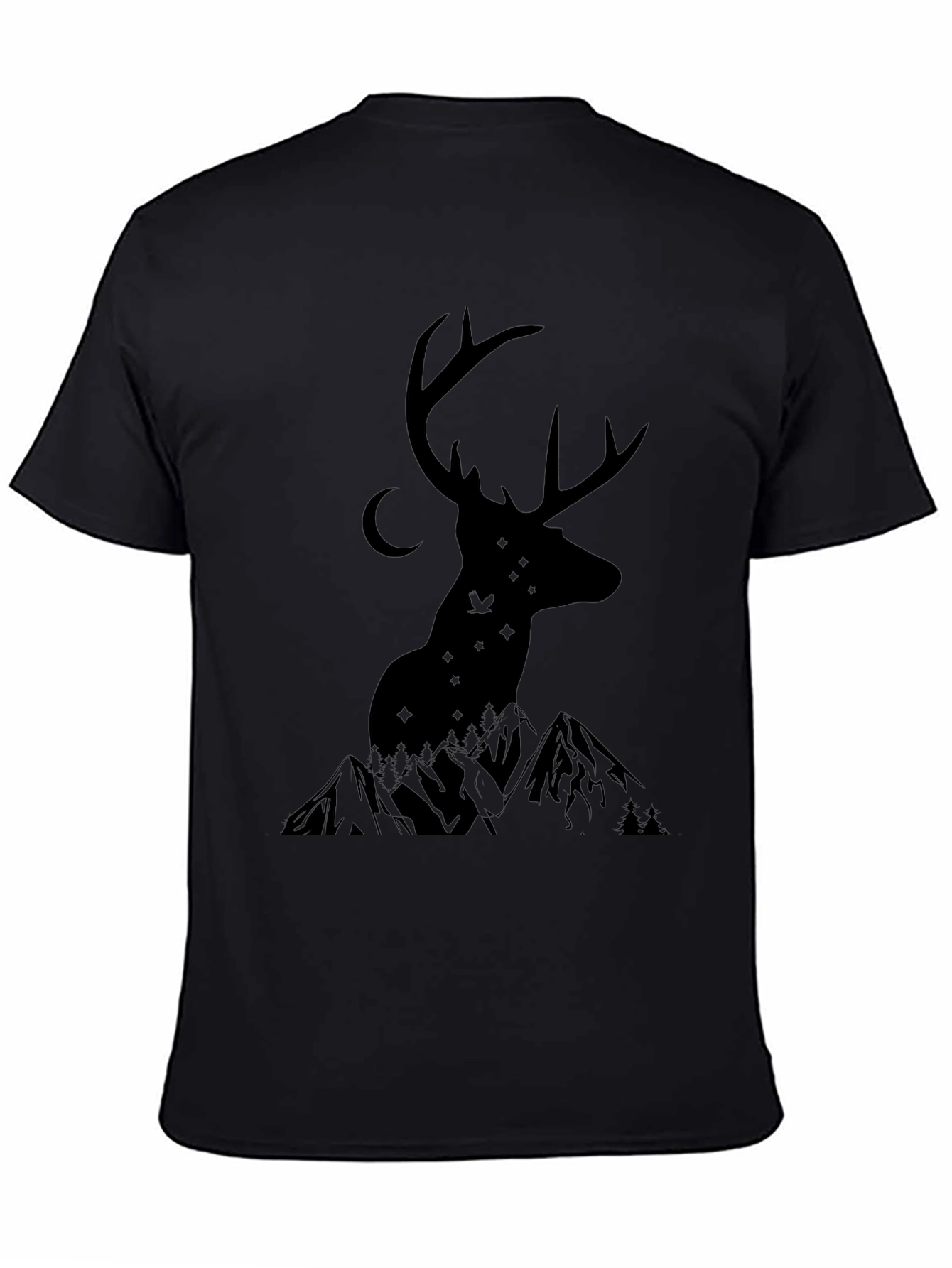 Mens Black Deer & Mountain Graphic Tee