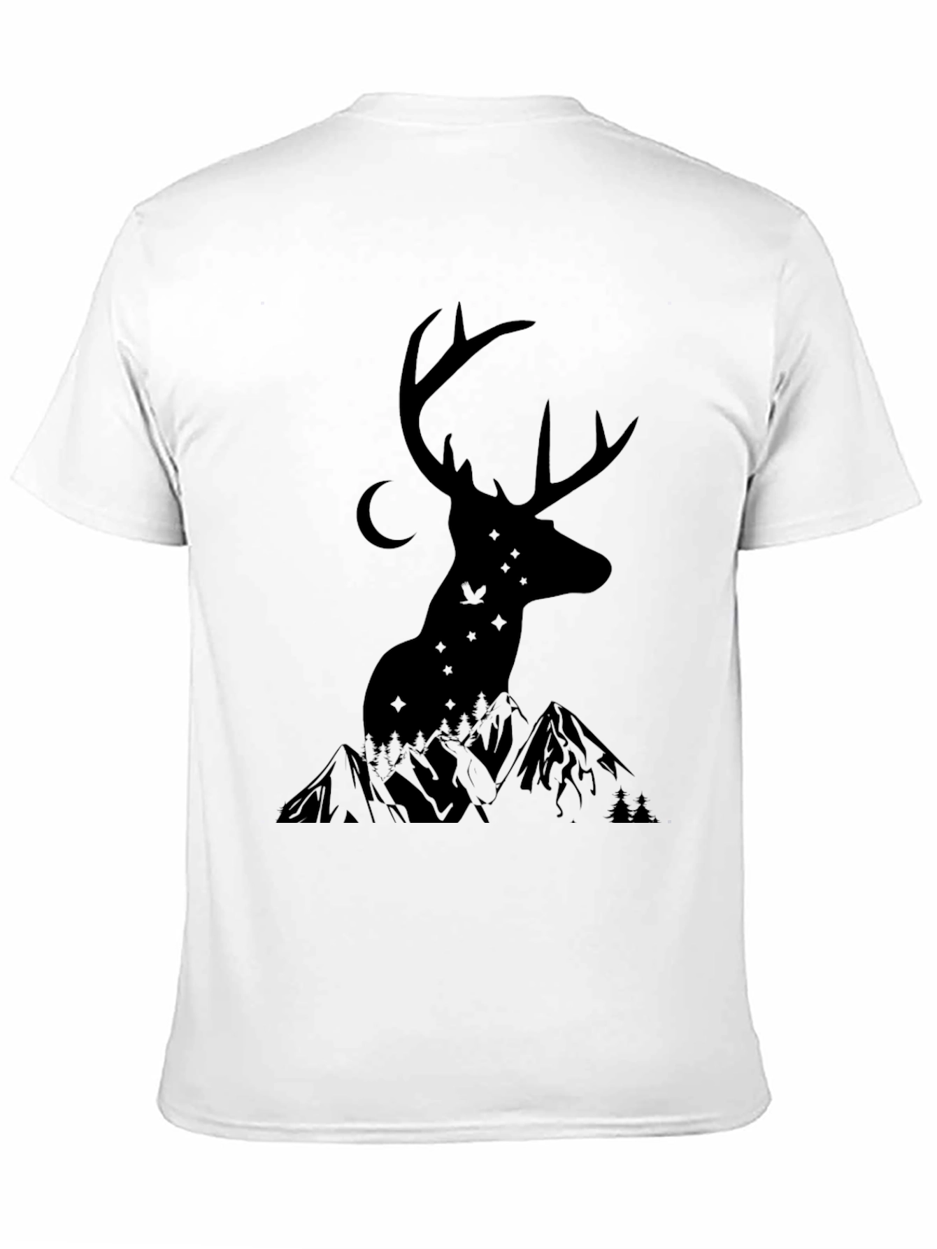 Mens Black Deer & Mountain Graphic Tee