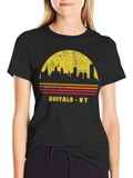 Buffalo NY Skyline Retro Graphic T-Shirt