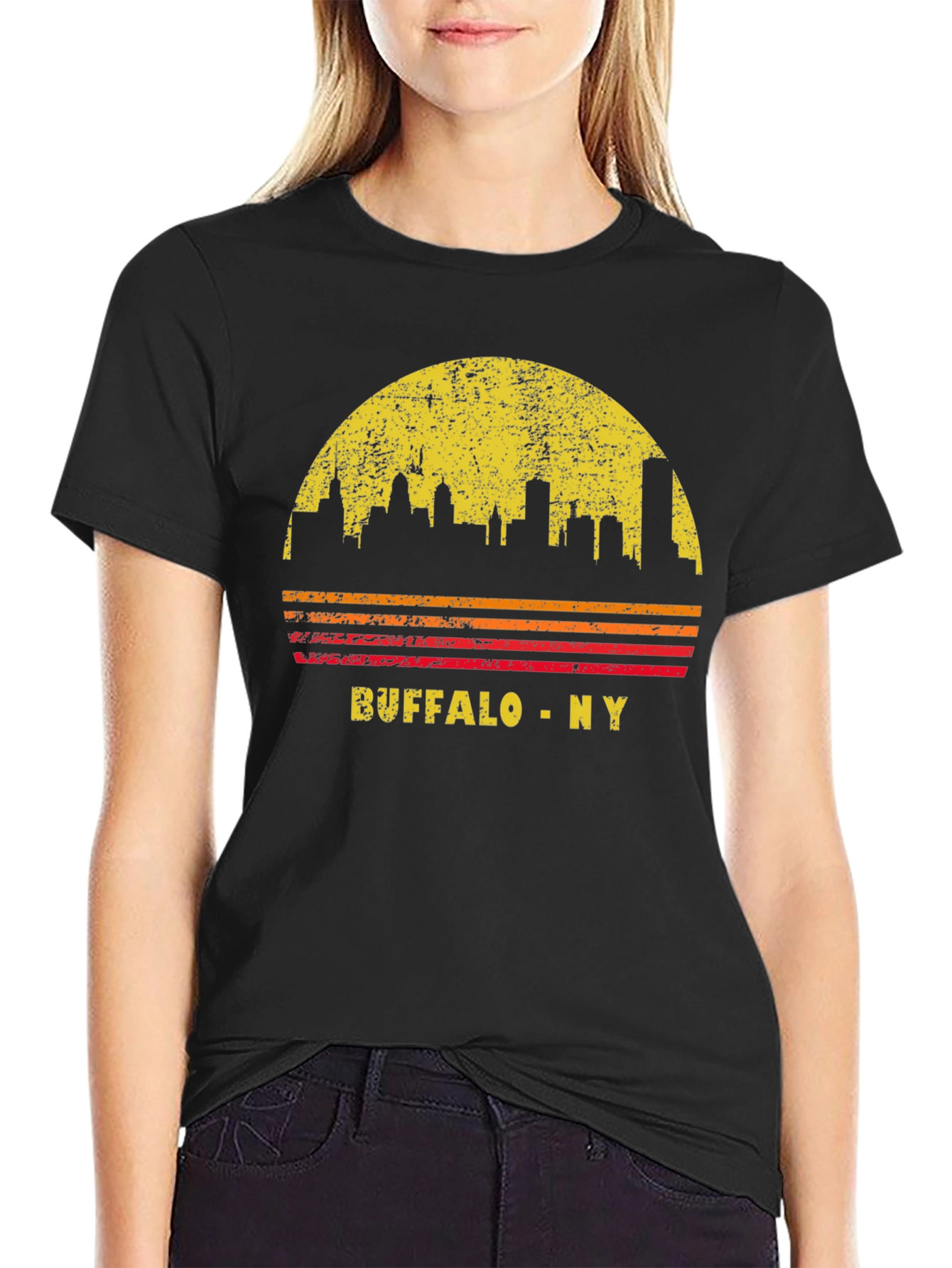 Buffalo NY Skyline Retro Graphic T-Shirt