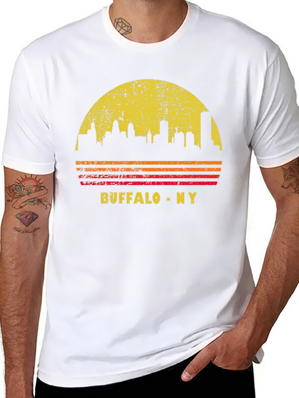 Buffalo NY Skyline Retro Graphic T-Shirt