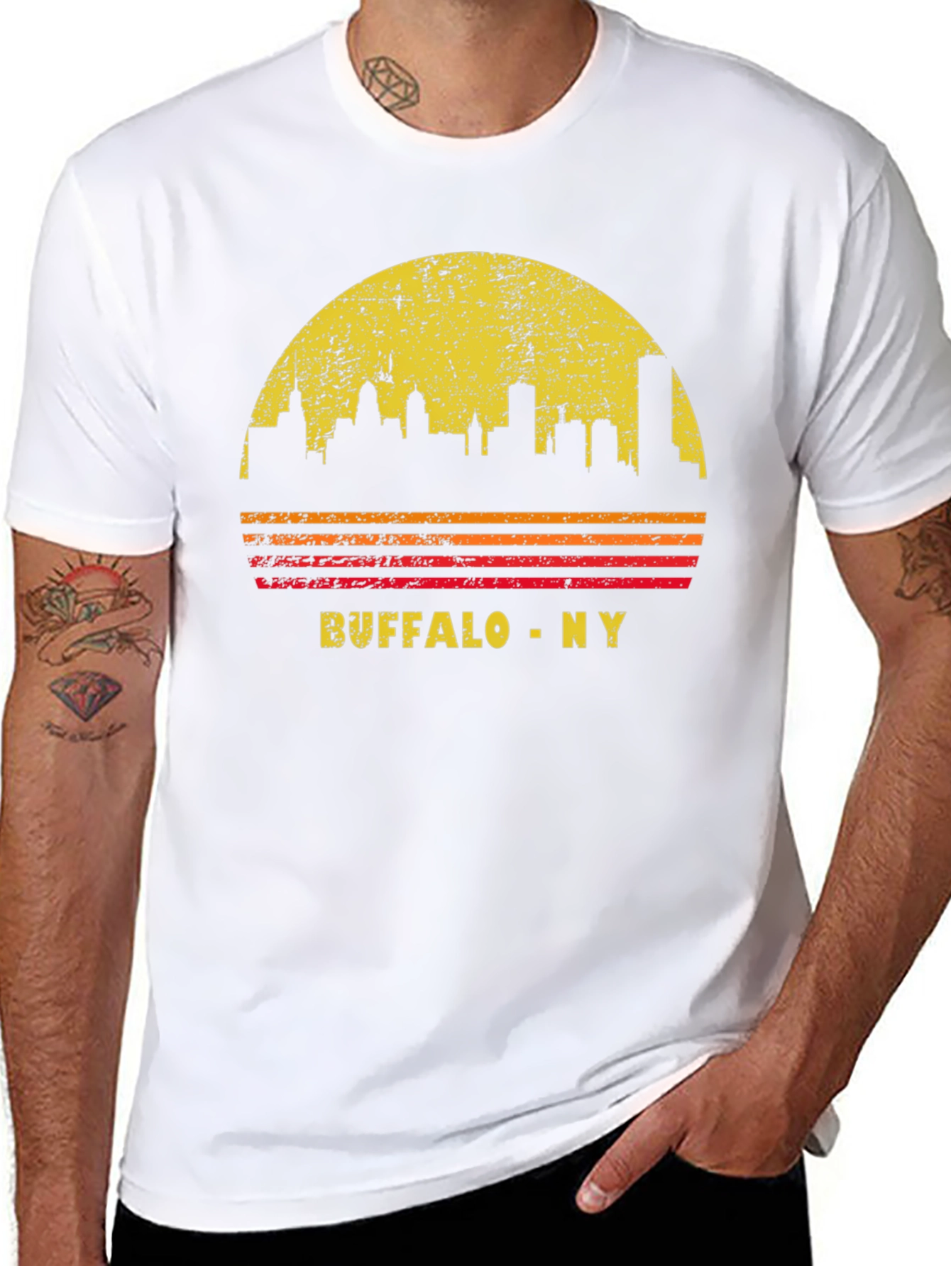Buffalo NY Skyline Retro Graphic T-Shirt