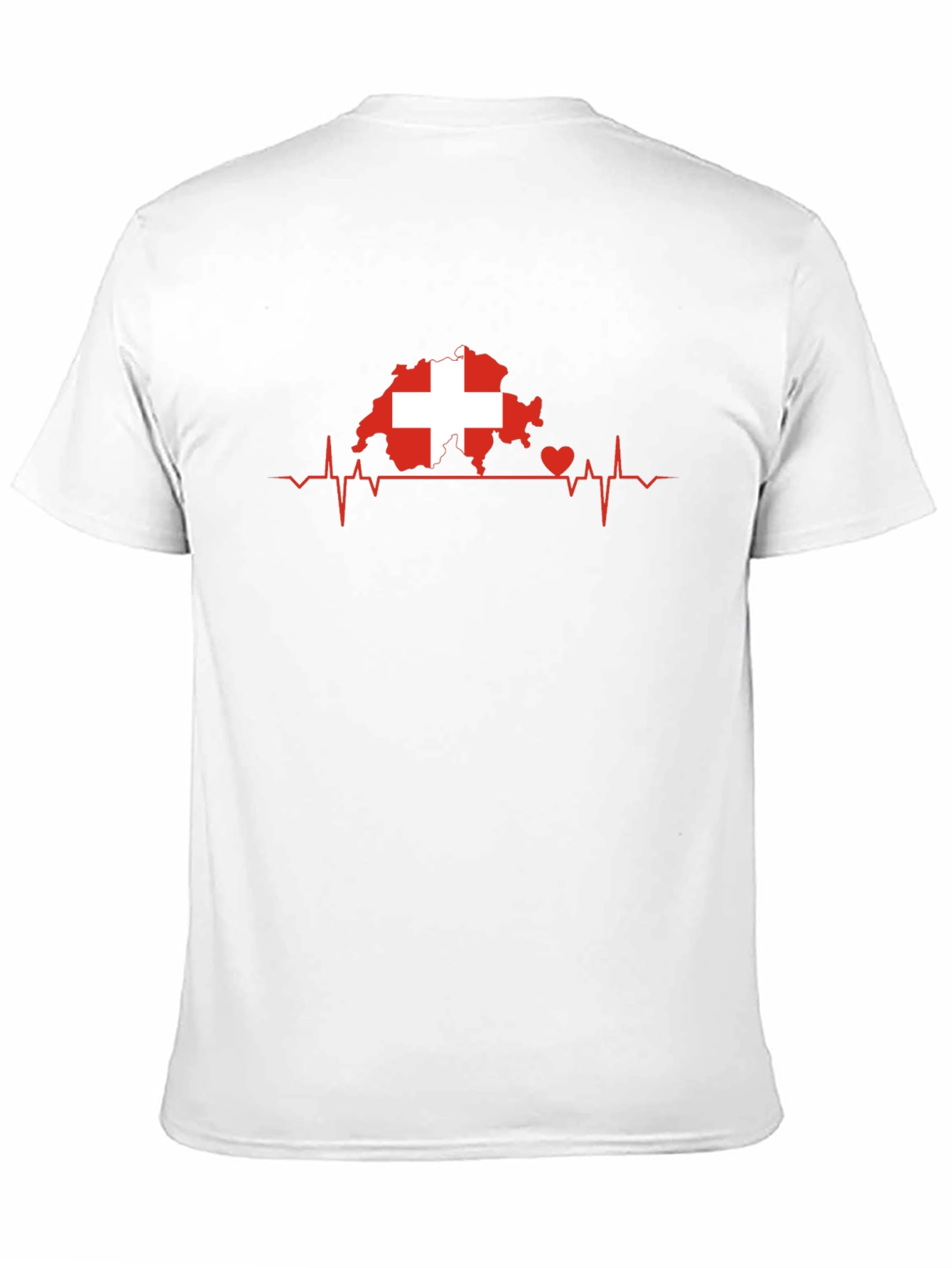 Swiss Heartbeat Tee - Black Cotton Switzerland Love Shirt