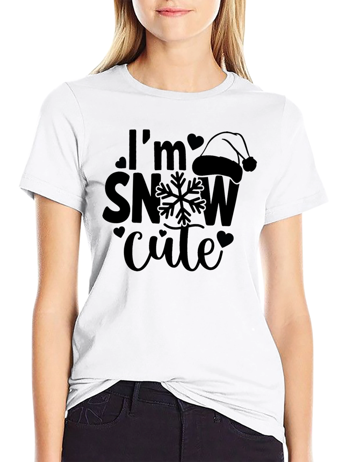 Im Snow Cute Black Graphic Tee