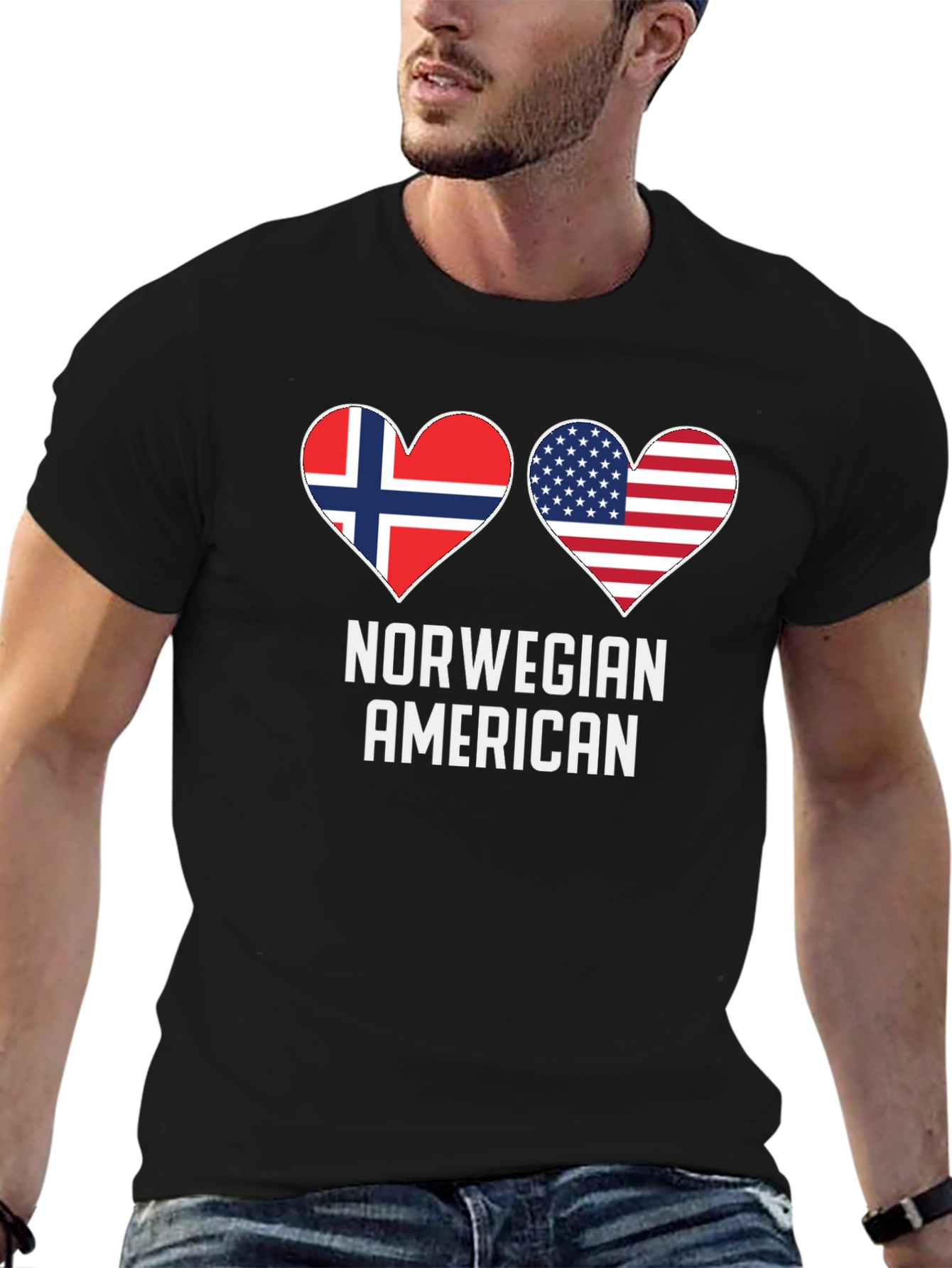 Norwegian American Flag Heart T-Shirt