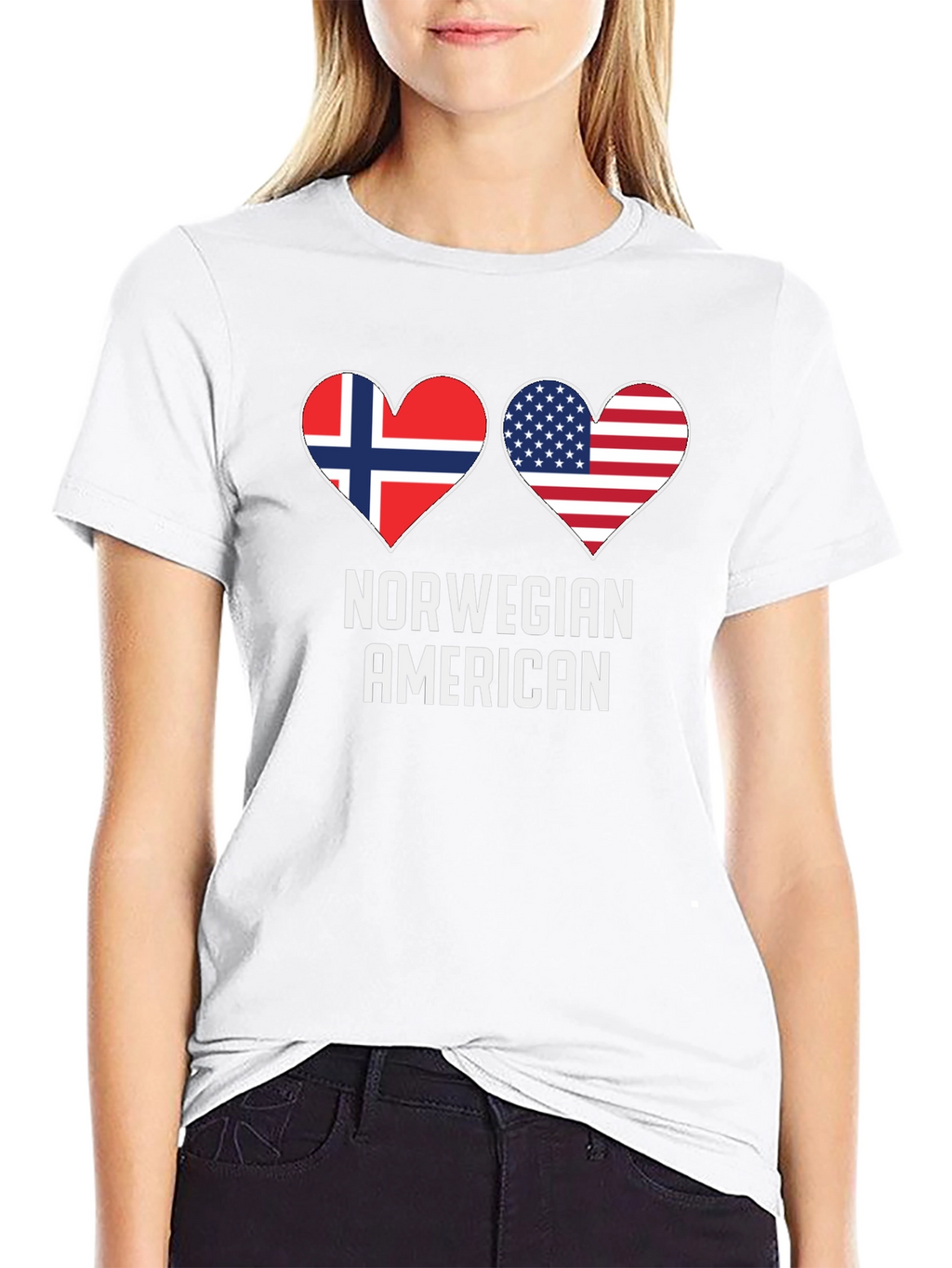 Norwegian American Flag Heart T-Shirt