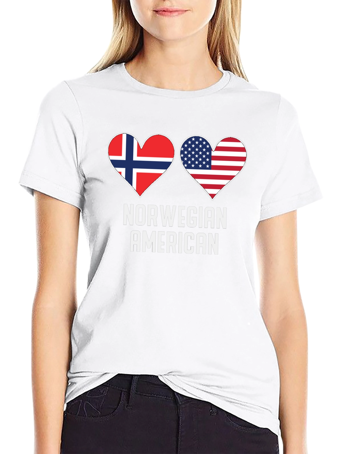 Norwegian American Flag Heart T-Shirt