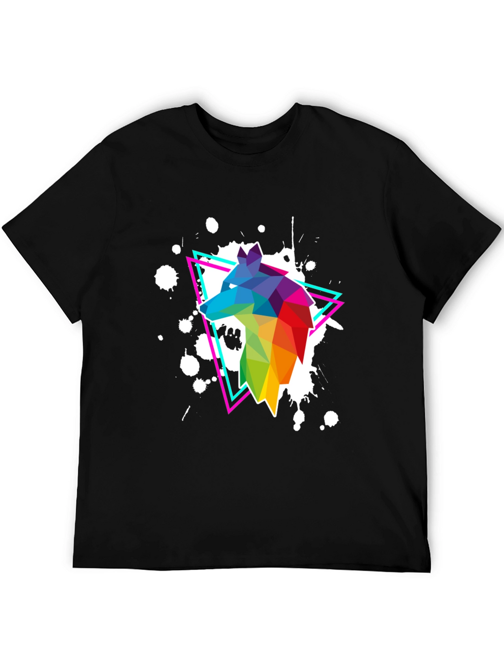 Geometric Wolf T-Shirt - Vibrant Graphic Print