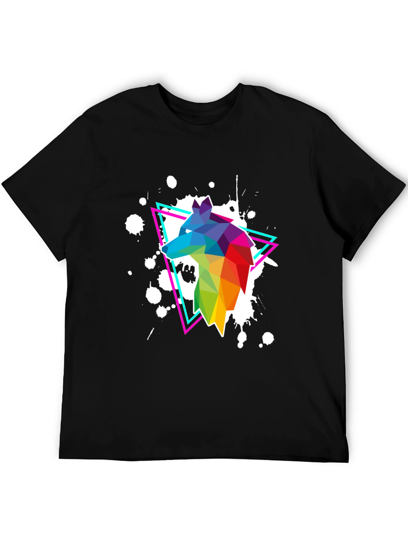 Geometric Wolf T-Shirt - Vibrant Graphic Print
