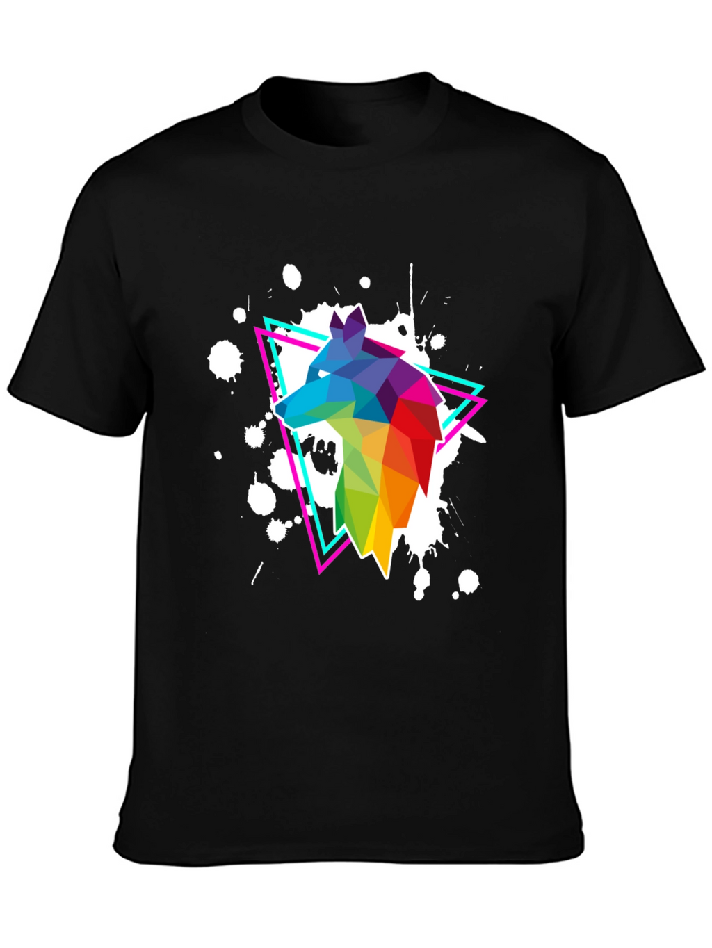 Geometric Wolf T-Shirt - Vibrant Graphic Print
