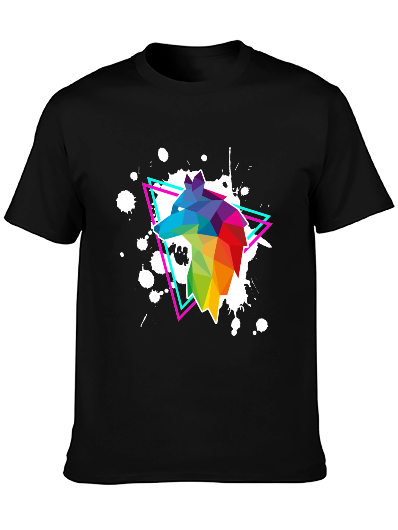 Geometric Wolf T-Shirt - Vibrant Graphic Print