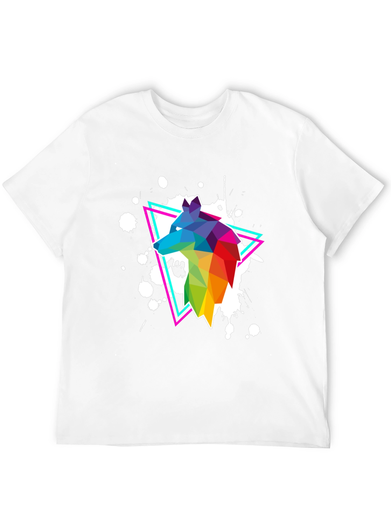Geometric Wolf T-Shirt - Vibrant Graphic Print