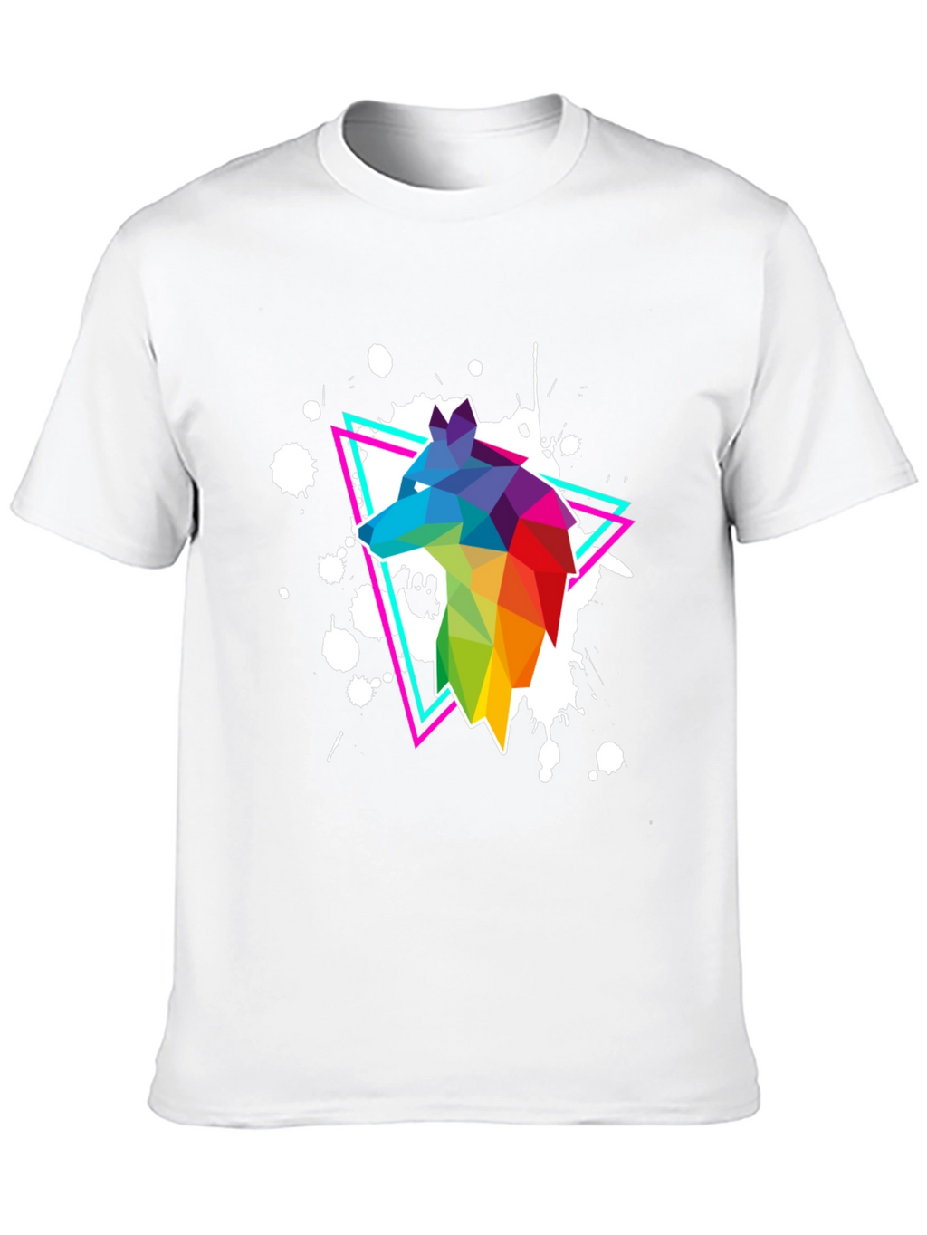 Geometric Wolf T-Shirt - Vibrant Graphic Print