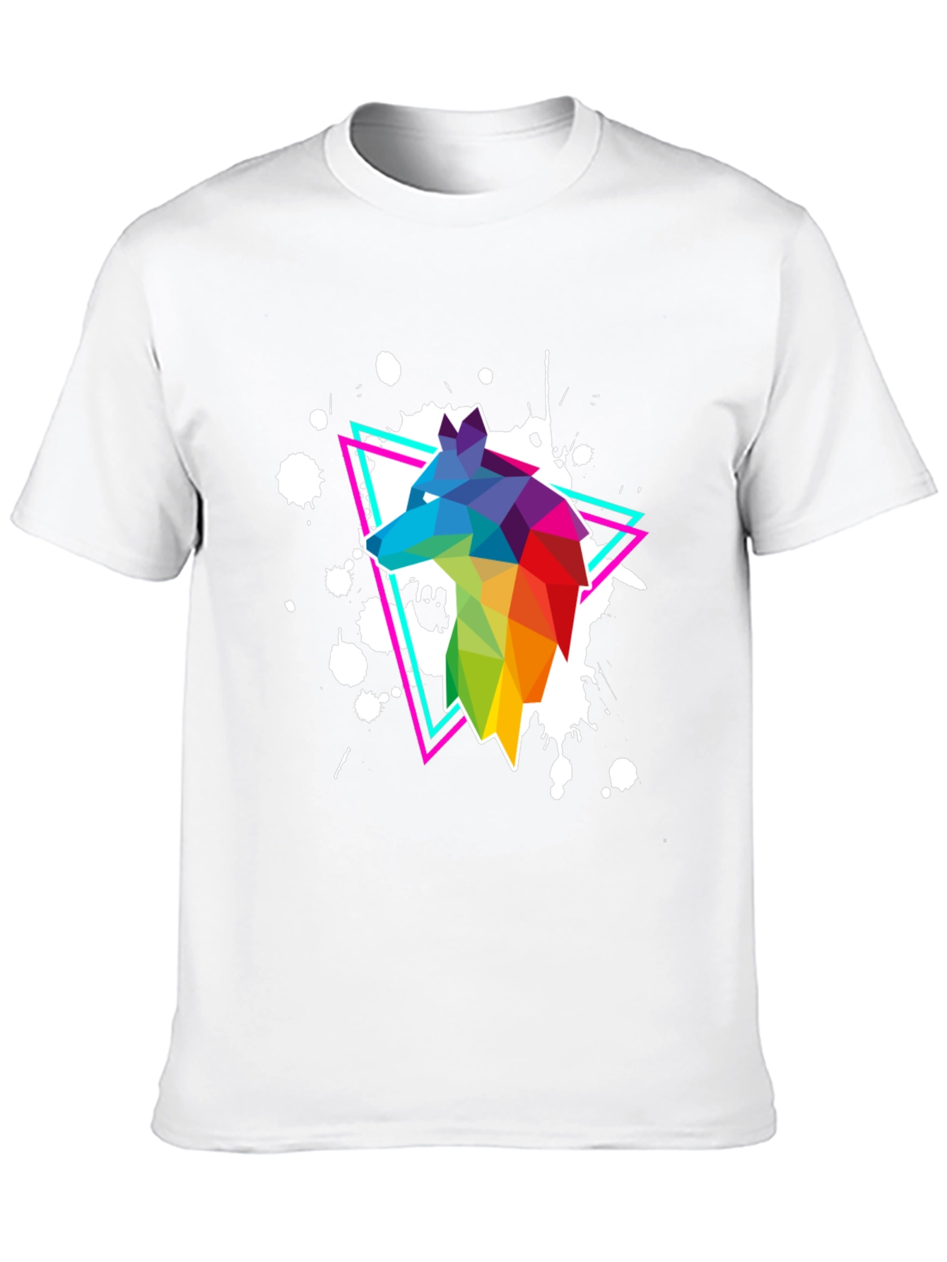 Geometric Wolf T-Shirt - Vibrant Graphic Print