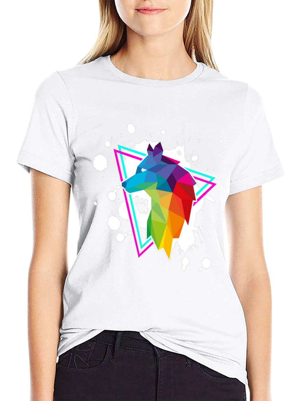 Geometric Wolf T-Shirt - Vibrant Graphic Print
