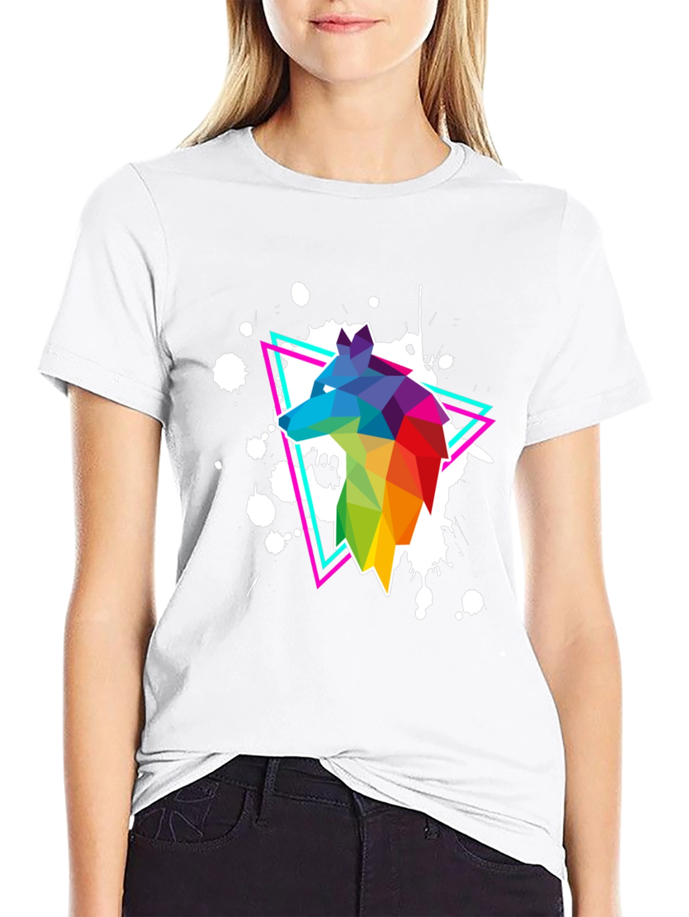 Geometric Wolf T-Shirt - Vibrant Graphic Print