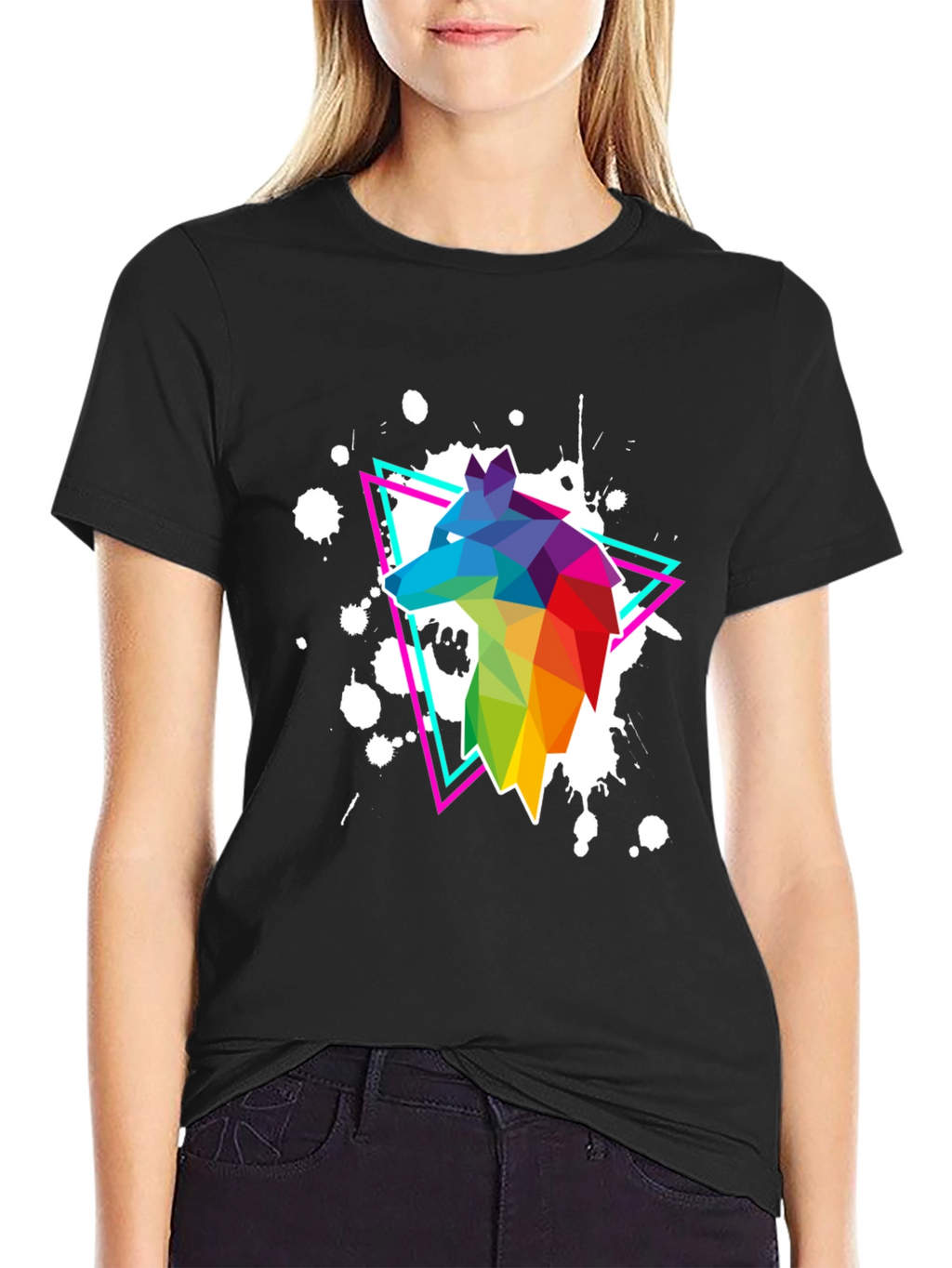 Geometric Wolf T-Shirt - Vibrant Graphic Print