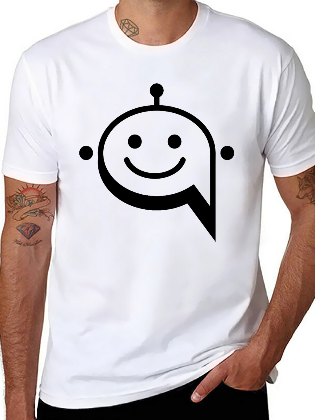 Black Robot Face Graphic T-Shirt