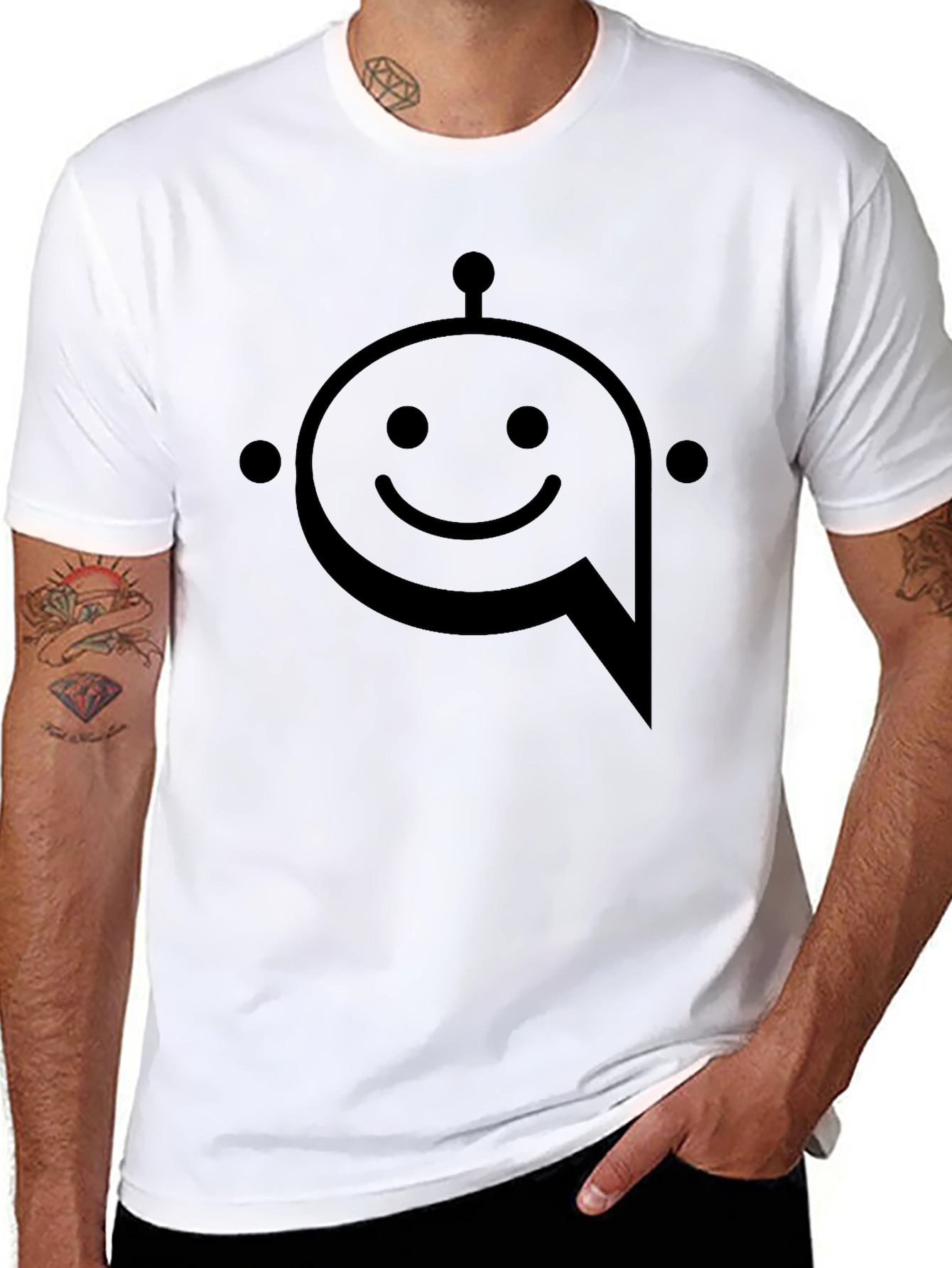 Black Robot Face Graphic T-Shirt