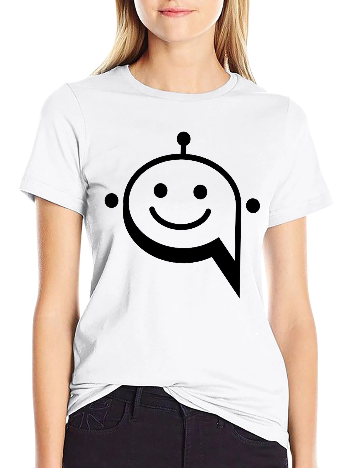 Black Robot Face Graphic T-Shirt