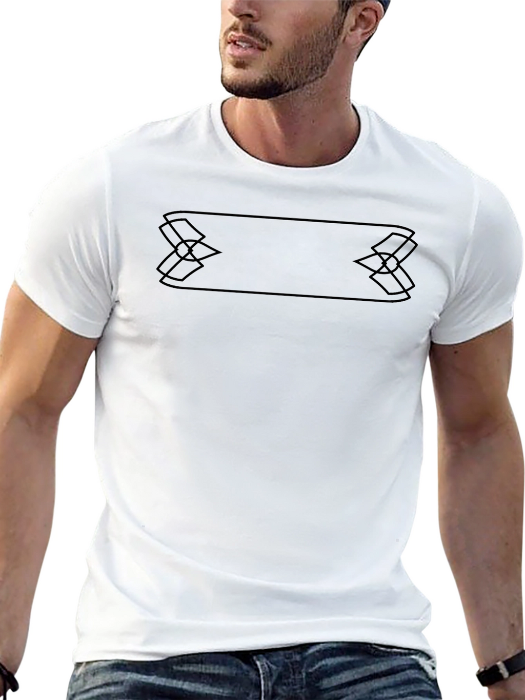 Modern Black Graphic Tee - Geometric Design