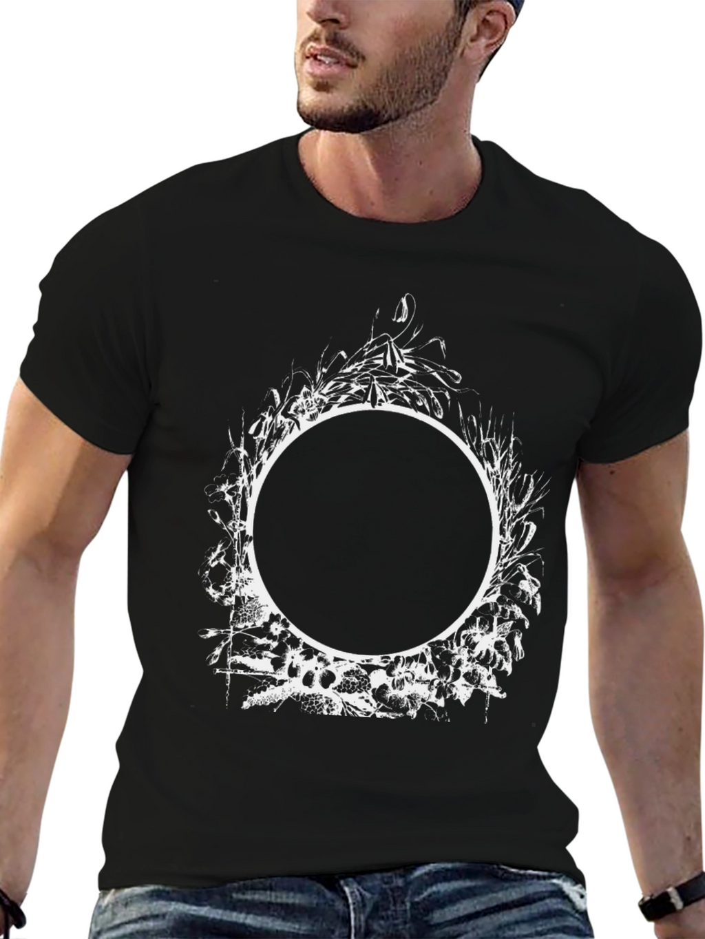 Abstract Circle Graphic Tee - Mens Black T-Shirt