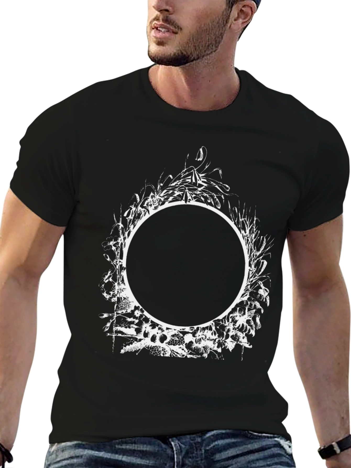 Abstract Circle Graphic Tee - Mens Black T-Shirt