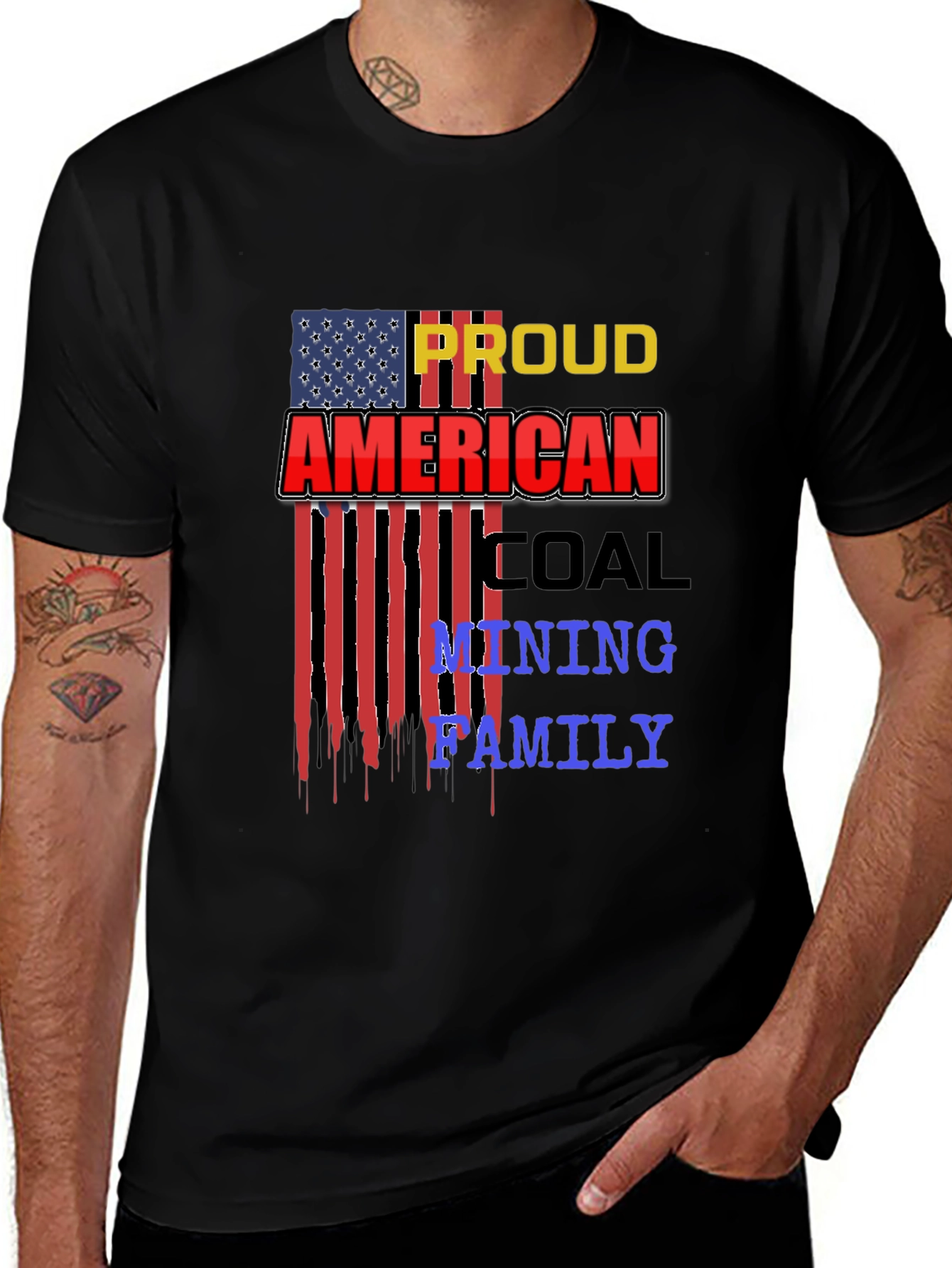 Proud American Coal Mining Family Black T-Shirt