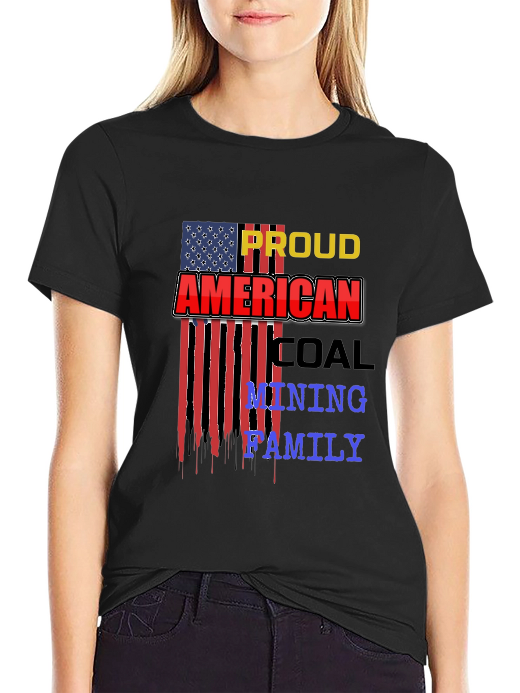 Proud American Coal Mining Family Black T-Shirt