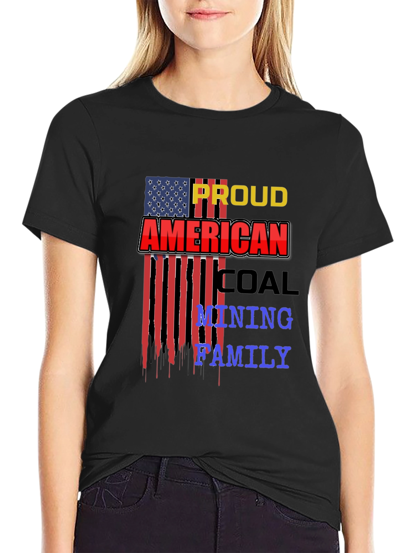 Proud American Coal Mining Family Black T-Shirt