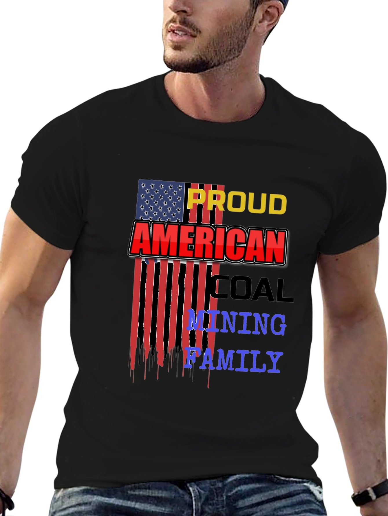 Proud American Coal Mining Family Black T-Shirt
