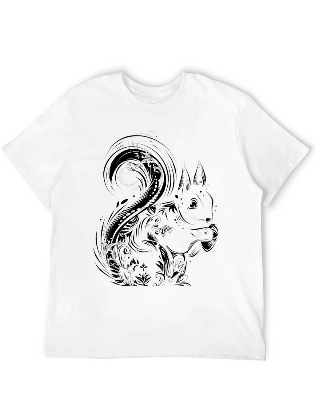 Squirrel Graphic Print T-Shirt - Stylish Black Tee