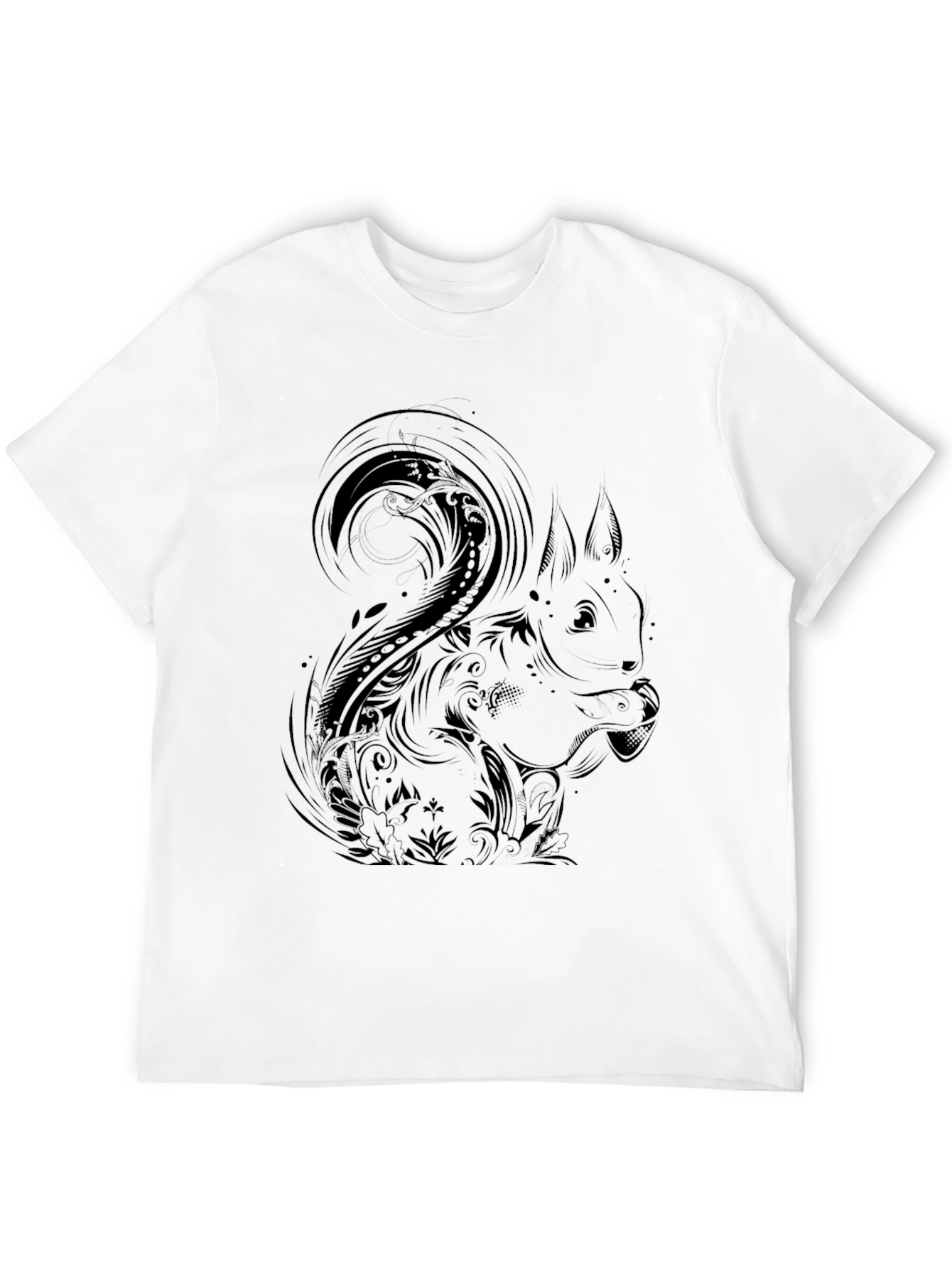 Squirrel Graphic Print T-Shirt - Stylish Black Tee