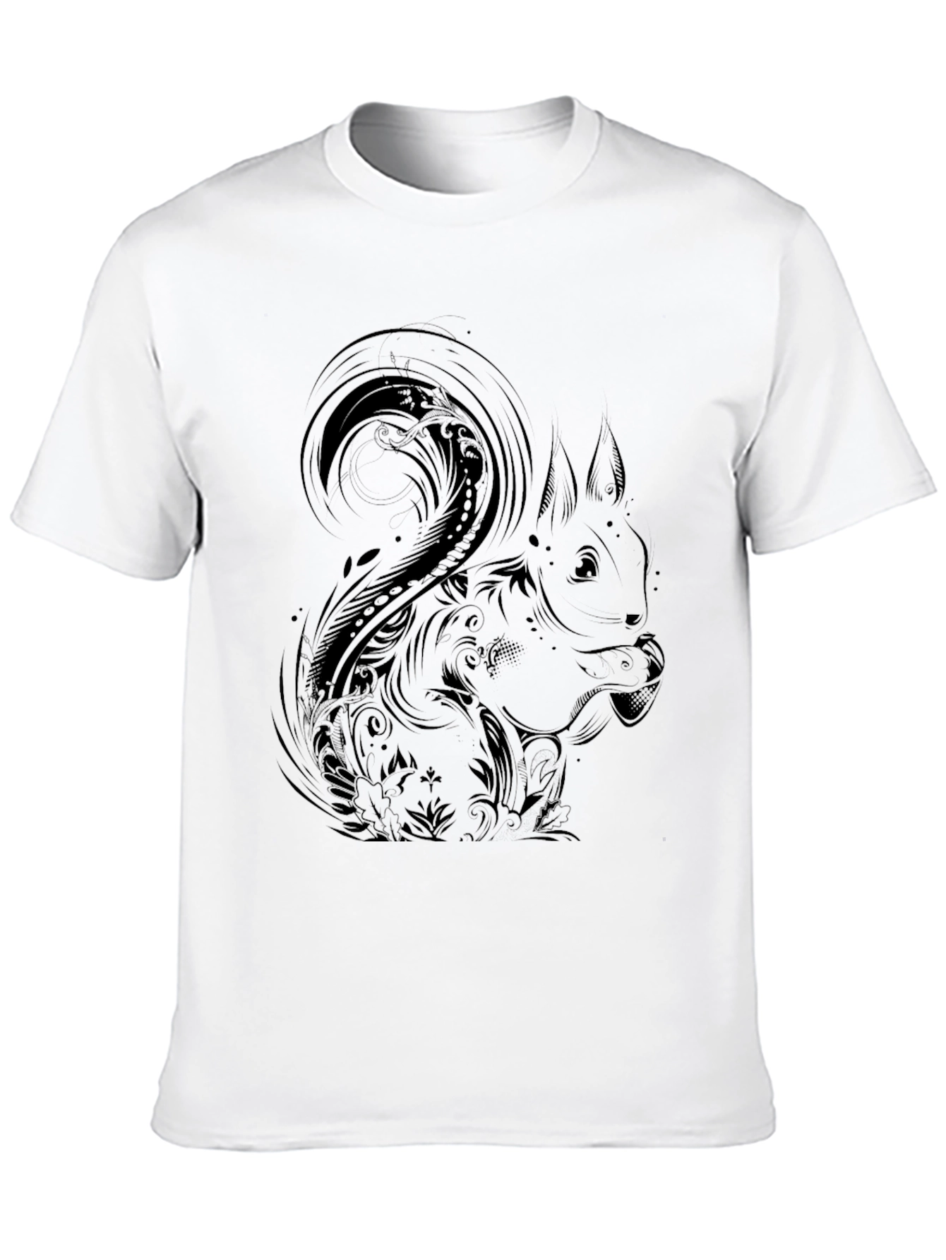 Squirrel Graphic Print T-Shirt - Stylish Black Tee