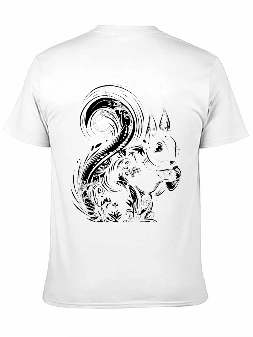 Squirrel Graphic Print T-Shirt - Stylish Black Tee
