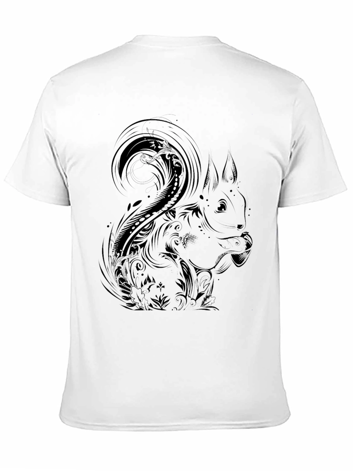 Squirrel Graphic Print T-Shirt - Stylish Black Tee