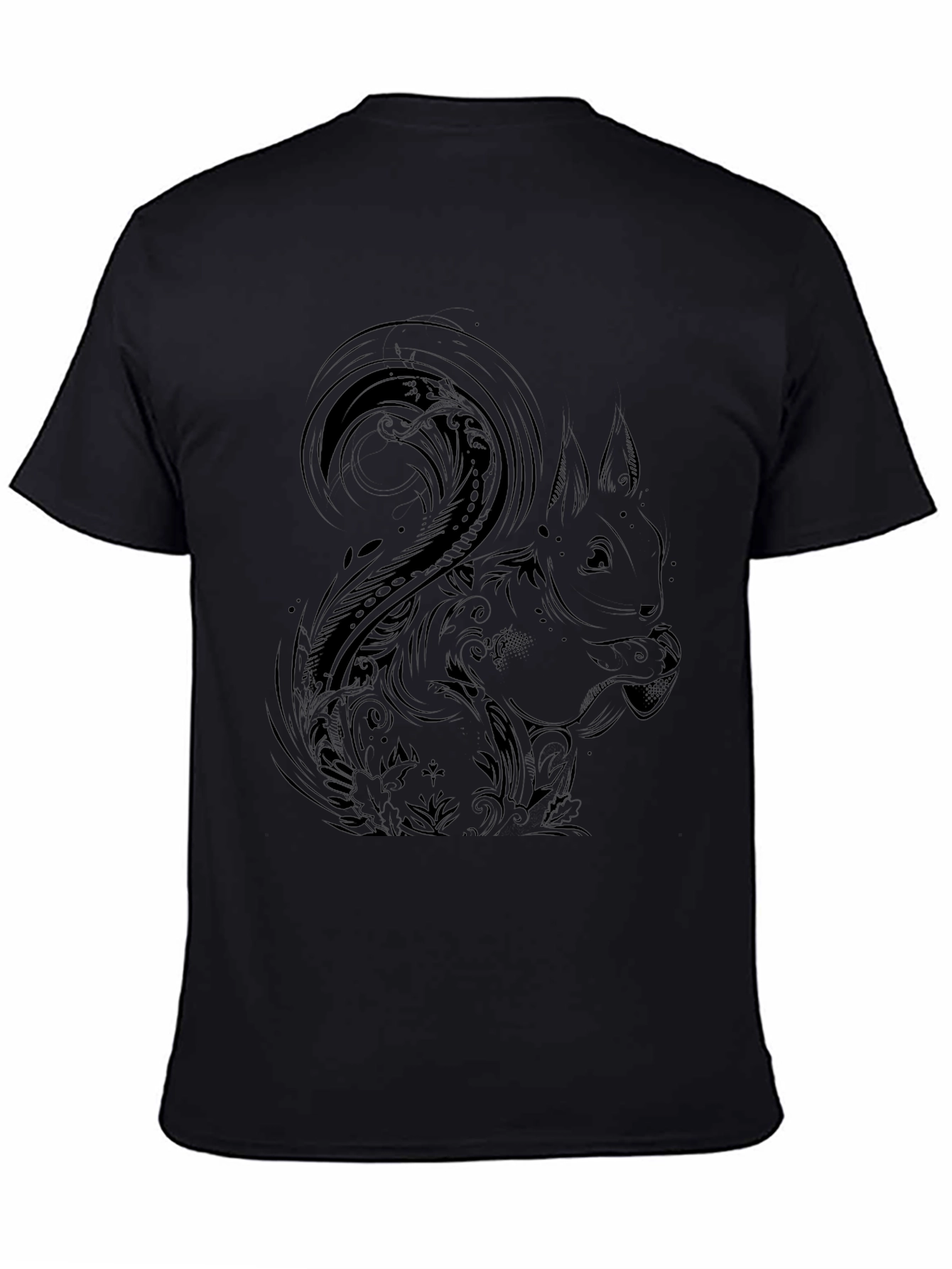 Squirrel Graphic Print T-Shirt - Stylish Black Tee