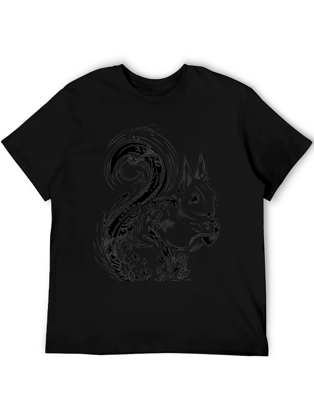 Squirrel Graphic Print T-Shirt - Stylish Black Tee