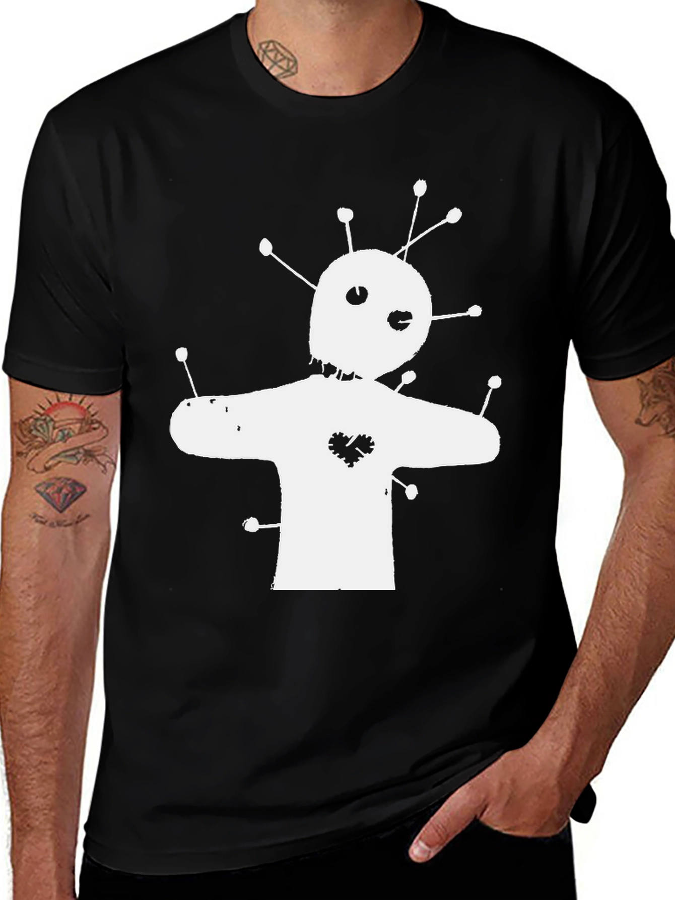 Voodoo Doll Graphic Tee - Black Cotton T-Shirt