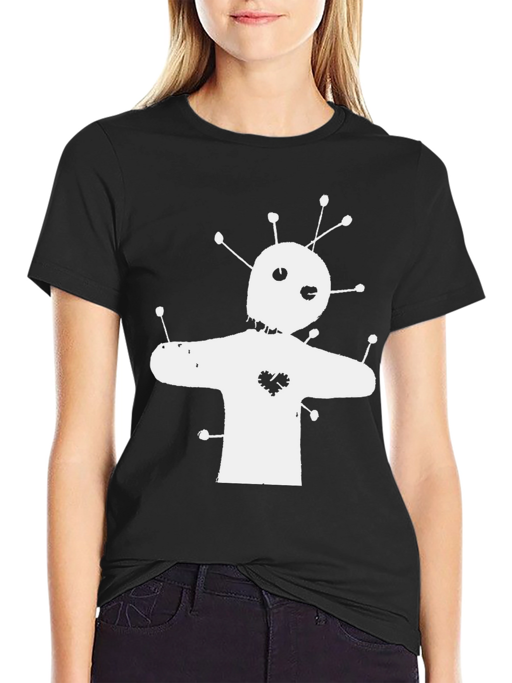 Voodoo Doll Graphic Tee - Black Cotton T-Shirt