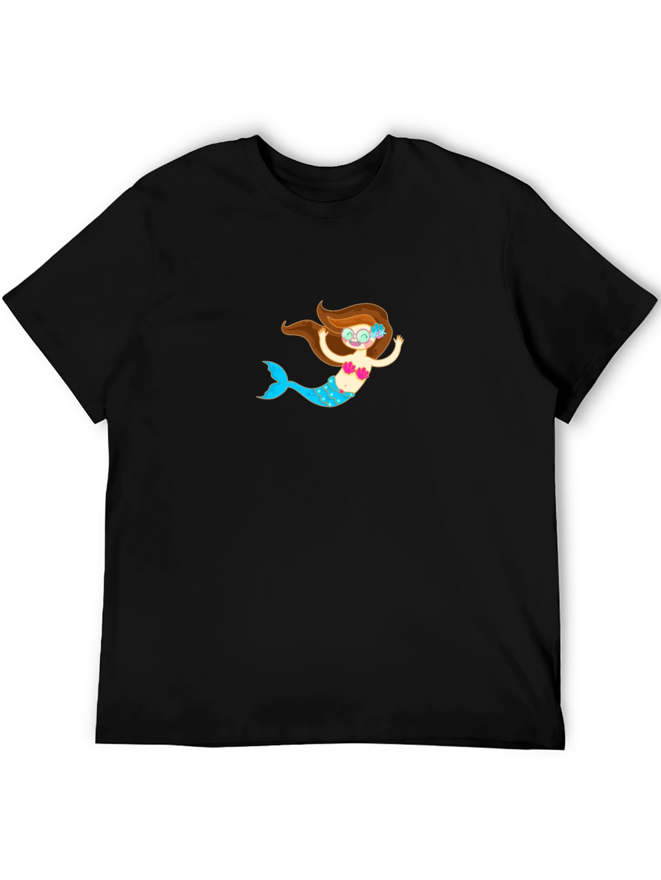 Black T-Shirt with Mermaid Graphic