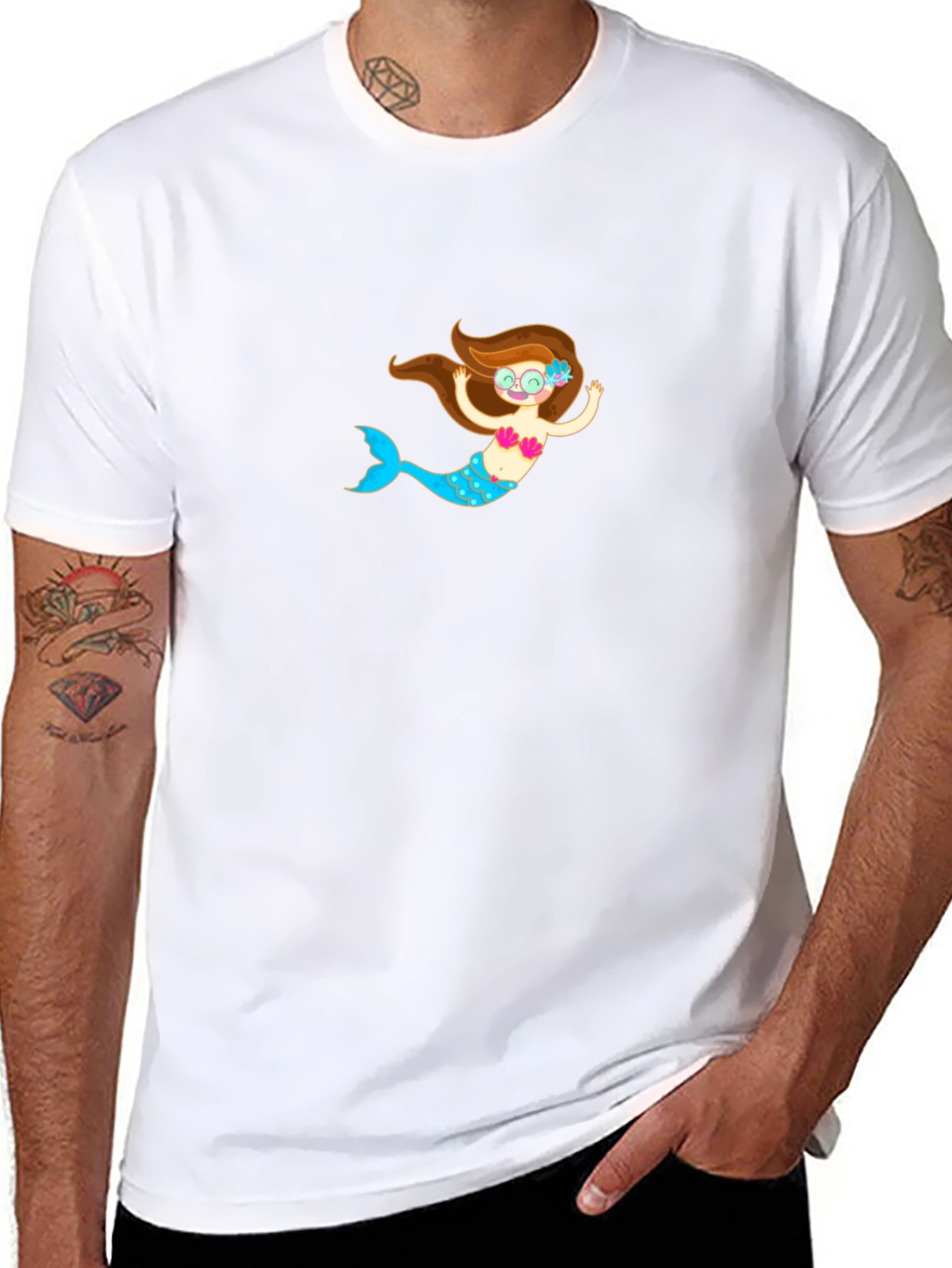 Black T-Shirt with Mermaid Graphic