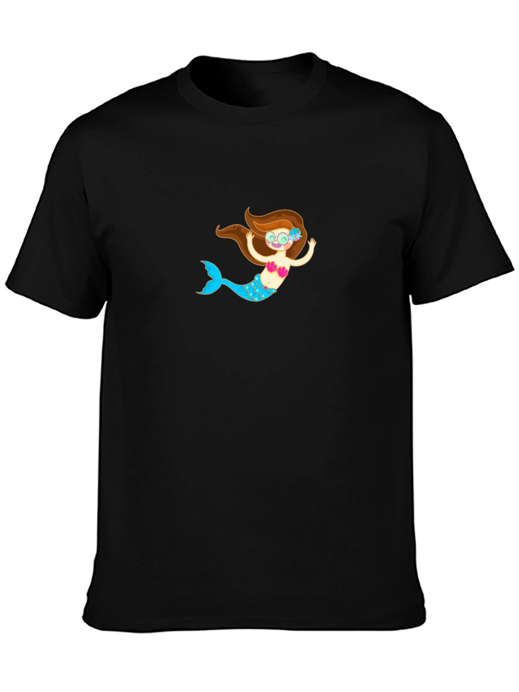 Black T-Shirt with Mermaid Graphic