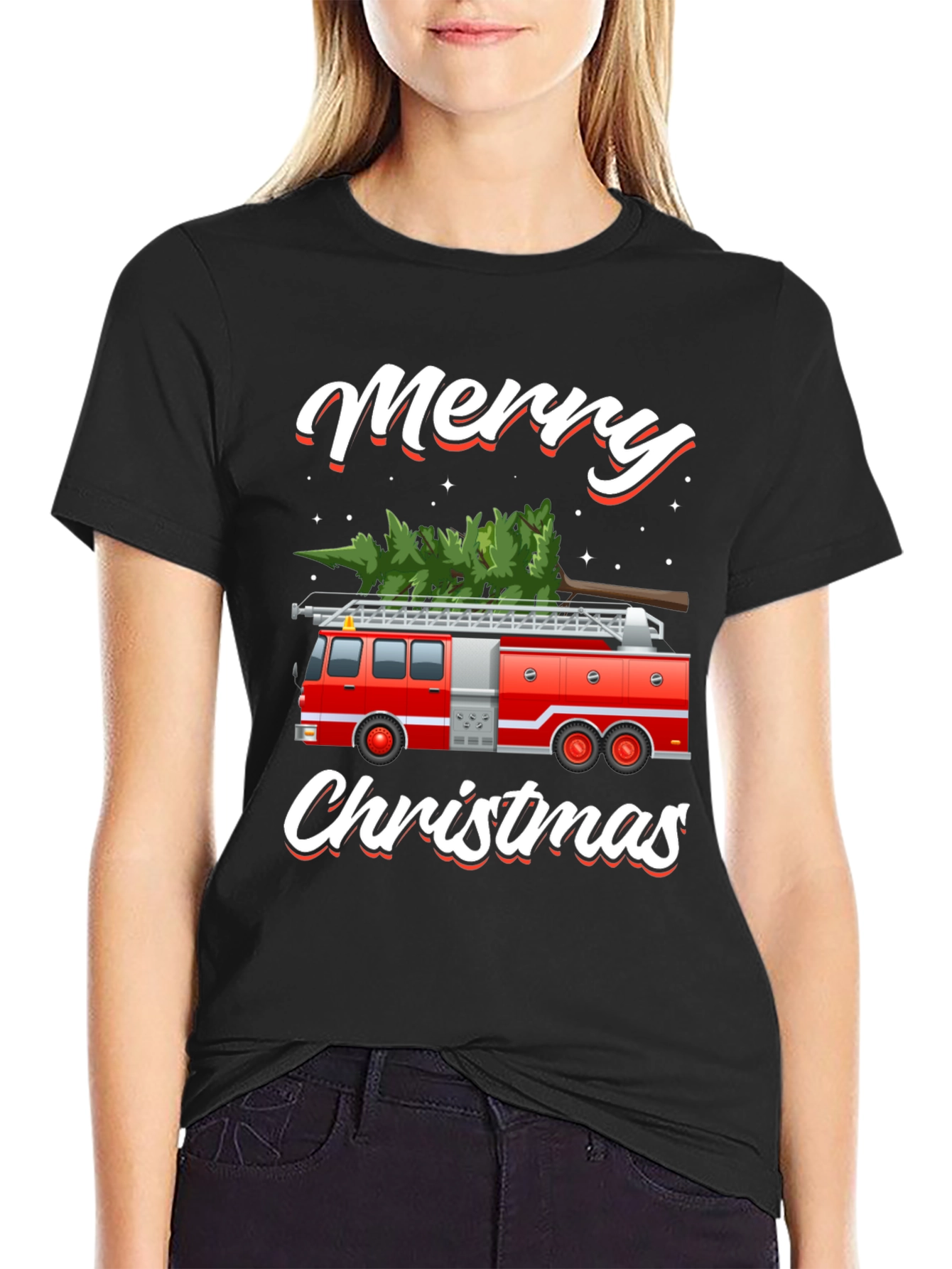 Firetruck Christmas Tree T-Shirt