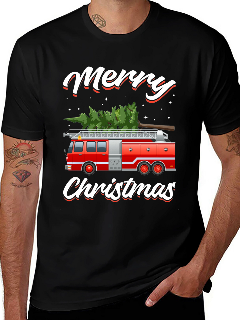 Firetruck Christmas Tree T-Shirt